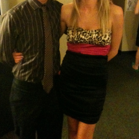 Speechless Black, Pink, and Cheetah Print Strapless Bodycon Dress, Size M - Picture 6 of 6